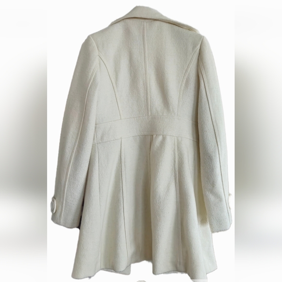 Cream Button Down Coat. Thick & Warm - Picture 2 of 2